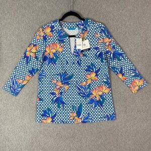 Tori Richard Womens M Ornamental Layla Top Hawaiian All Over Print